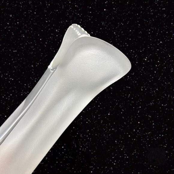 Vintage Polish Art Glass Vase Large Tall Frosted Clear Glass Signed By Artist - Picture 4 of 13